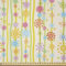 ABAKUHAUS Blumen Stoff als Meterware, Bunte Cartoon-Stil, Microfaser Stoff für Dekoratives Basteln, 1M (230x100cm), Gelb Grün