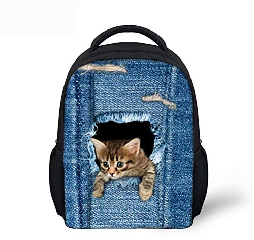 POLERO Kinderrucksack Kindergartentasche Kindergartenrucksack Kinderrucksäcke Kinder Junge Schulrucksack Schultasche Studenten Rucksack mit gebrochener Cowboy Katze Print