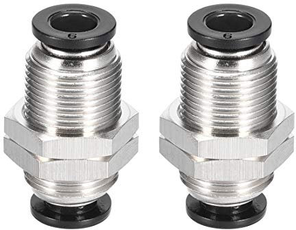 sourcing map Lot de 2 raccords pneumatiques droits à pression pour raccord rapide de cloison - Tube de 6 mm OD x 6 mm OD