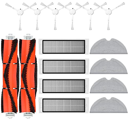 Kit de trapeador de Filtro de Rodillo Lateral para Dreame F9 para XIAOMI MIJIA 1C STYTJ01ZHM Cleaner, 2 cepillos de Rodillo, 6 cepillos Laterales, 4 paños de fregona, 4 filtros