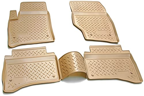 Recambo 3D Gummi Fußmatten kompatibel für Porsche Cayenne 1 | 9PA | 2002-2010 | Auto Gummimatten | Passgenau | mit Rand | Beige