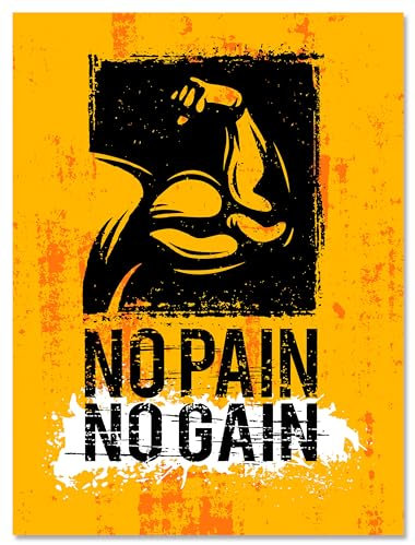 wandmotiv24 Leinwandbild Motivation, Hochformat, Pain & Gain M0073