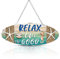 Hotop Metall Hängende Vintage Design Strandguträuber Strand Plakette Tür Wand Plakette Dekor Schild mit Seestern, Seepferdchen und Jakobsmuschel zur Dekoration, 12 x 4 Zoll