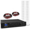 Power Dynamics ICS8 Column Wall Speaker PA System with PRM120 100V 6-Channel Mixer Amplifier, Bluetooth, USB, SD & Speaker Cables for Church, Hall, Conference Room (White)