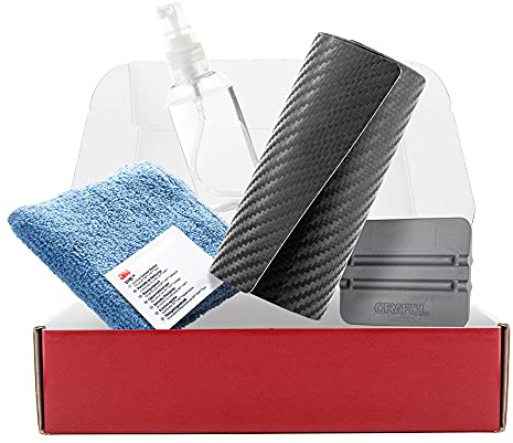 AROBA FC106 Ladekantenschutz Folie kompatibel mit VW T5 Multivan Transporter California BJ. 04.2003-05.2015 Komplettset Stoßstangenschutz Lackschutzfolie passgenau Carbon Optik