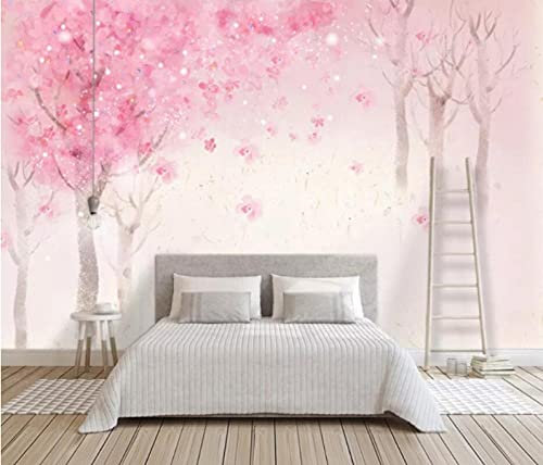 Autocollants Muraux Fleurs De Cerisier Roses Du Japon Décoration Murale Poster Tableaux Muraux Tapisserie Photo Trompe L'Oeil Papier Peint Panoramique Photo Mural Papier Peint Intissé 250X175 Cm