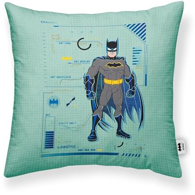 BELUM | Kissenbezug Batman | Kissenbezug Half Panama 100% Bio-Baumwolle | Kissenbezug mit unsichtbarem Reißverschluss | Größe: 45 x 45 cm