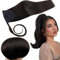 RUNATURE Ponytail Extensions Echthaar Schwarz 40cm Remy Echthaar Zopf Natürliches Schwarz Glatt Pferdeschwanz Haarteil Echthaar Natürliches Schwarz Gerade Menschliches Haar #1B