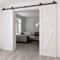 WOLFBIRD Sliding Barn Door Hardware Closet Kit 9FT/274CM Heavy Duty Barn Door Sliding Track Kit for Double Wood Doors T Shape Hanger Interior Exterior Door