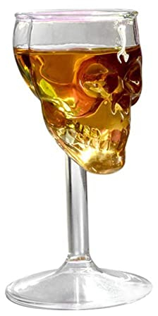 INIFLM 2 Stück Totenkopf-Glas, kreative Wodka-Tasse, Gothic-Totenkopf und Rotwein-Glas, geeignet für Zuhause, Bars, Partys und Opfern, 11,5 x 6 x 6 cm