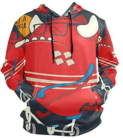 LDIYEU Monster Süßes Fatbike Kapuzenpullis Kapuzenpullover Sport Sweatjacke Herren Mit Kapuze Kapuzenjacke 3D Druck Hoodie für Mädchen Jungen Männer(Gesundheit Stoff)