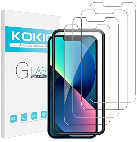 Kokio 4 Stück Schutzglas für iPhone 14/iPhone 13/13 Pro Schutzfolie,9H Ultra-HD 6.1 Full Screen Displayschutz,Anti- Kratzer
