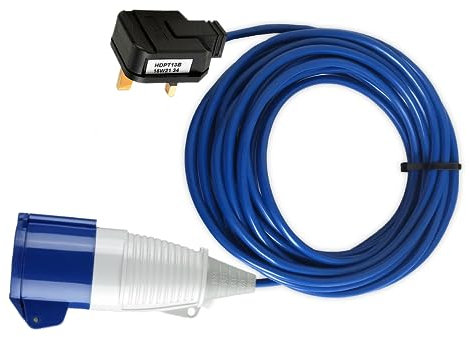 13A PLUG TO 32A BLUE SOCKET EXTENSION LEAD 1M 3M 5M 10M 15M 20M 25M CARAVAN EVENT ADAPTER (1m Blue Cable)