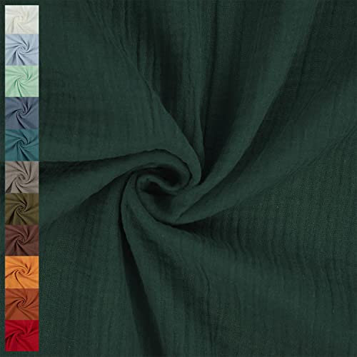 Musselin Stoff Sunny, Double Gauze, uni tannengrün (Länge am Stück: ab 50cm / Breite: 130cm)