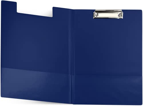 Netuno 1 Stück Klemmbrettmappe A4 Dunkelblau mit Deckel und Metallclip Schreibplatte aus Hartkunststoff Dokumentenhalter Schreibunterlage Clipboard Mappe mit Bügelklemme