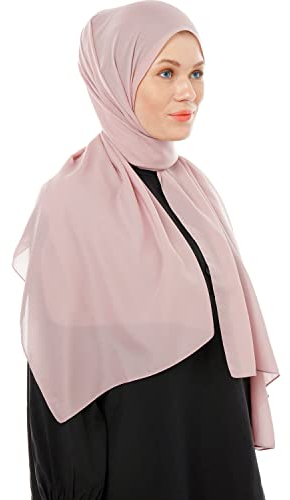 Ayisah Kopftuch Damen Hijab - Chiffon Hijab Kopftuch Für Damen - Moderne Muslimisch Chiffon Hidzab Tuch Schal Kopftucher – Soft Pink