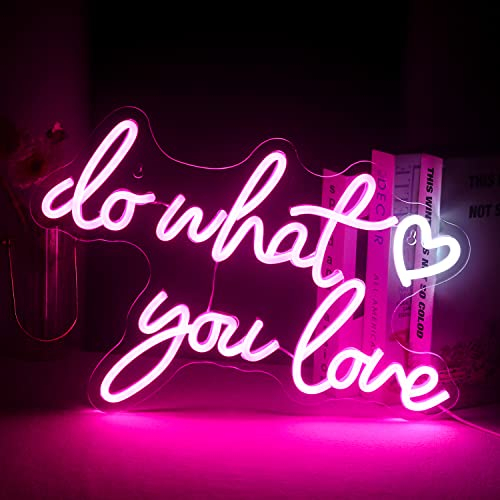 SIGNSHIP Do What You Love Neon Licht Schriftzug, Rosa USB LED Schilder Dimmbar Neon Schild Wand Dekoratives LED Schild für Schlafzimmer Bar Hochzeit Geburtstagsfeier Valentinstag Weihnachts