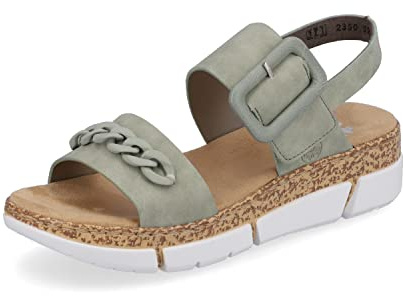 Rieker Damen Sandaletten V2350, Frauen Sandalen,Sommersandalen,bequem,Sommerschuhe,Freizeitschuhe,offene,Schuhe,Strandschuhe,grün (52),38 EU / 5 UK