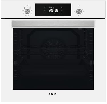 Edesa Horno Multifunción EOE-7040 WH/A de 80 L Independiente con 8 Programass de cocinado. Fácil Limpieza. Mandos Escamoteables. Display con Teconología LED. Guias Laterales, 2 bandejas y rejilla.
