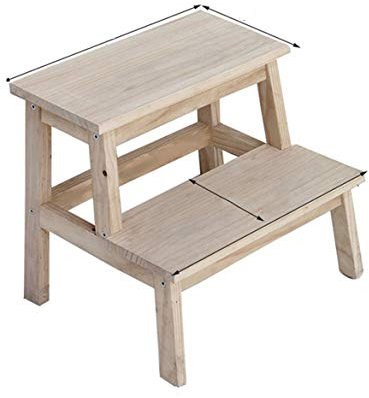 Tritthocker aus Holz, Tritthocker, klappbarer Fußhocker, Tritthocker aus Holz, multifunktionale Stühle, Leiter, einfach, zweischichtig, 6 Farben, Größe 2, Pink, 39,5 × 50 × 36 cm