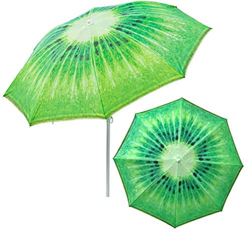botle Sombrilla para el jardín Material poliéster/TNT vellón/acero color tema turístico playa fácil plegable función freno moderno funcional, verde, D 180 cm