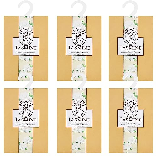 6PCS Ambientador Armario Ropa Limpia, Perfumador Ropa, Bolsa Guardarropa, Saquitos Armario ambientador Lavanda, Hogar Saquitos Armario Ropa, Bolsita Refrescador Coche, Zapatero, Estanterías (6Jazmín)