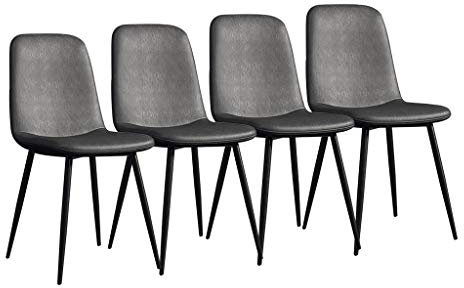 Chaises de Salle à Manger Nordiques Ensemble de 4 chaises de Cuisine en Cuir PU avec Pieds en métal Robustes pour Bureau Salon café Maison Chaise Tabouret Salon Ensemble Tabouret de Bar (Col