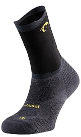 Lurbel Rise Five, Calcetines de trail running, transpirables, calcetines anti-ampollas, calcetines unisex, calcetín altos para correr. (39-41, Gris/Negro)