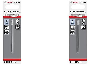 Bosch Professional 1x Jeu de forets pour carrelage CYL-9 SoftCeramic (pour les carreaux de céramique tendres, Ø 6 x 80 mm, accessoires perceuses) (Lot de 2)