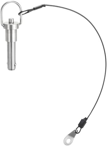 QUARKZMAN 1 Stück Kugelsperrbolzen mit Knopfgriff, 10 mm Stift-Durchmesser, 25 mm Verwendungslänge, Schnellverschlussstift mit Sicherungsseil, Sicherungsstifte 304 Edelstahl
