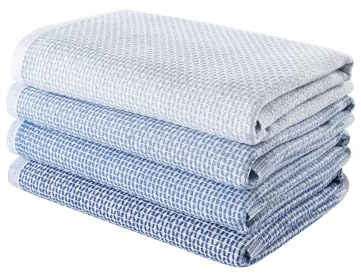 Blue Burgeon Geschirrtücher - 4 Geschirrtücher Baumwolle 40x60 Blaue Kombination - Sanfte Blaue Küchentücher im 4er-Pack