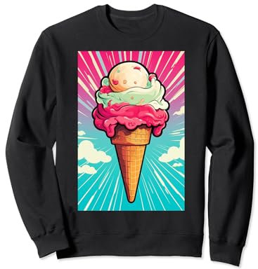 Gaufrier glacé cornet de glace glace pop art vintage rétro glacé café glacé Sweatshirt