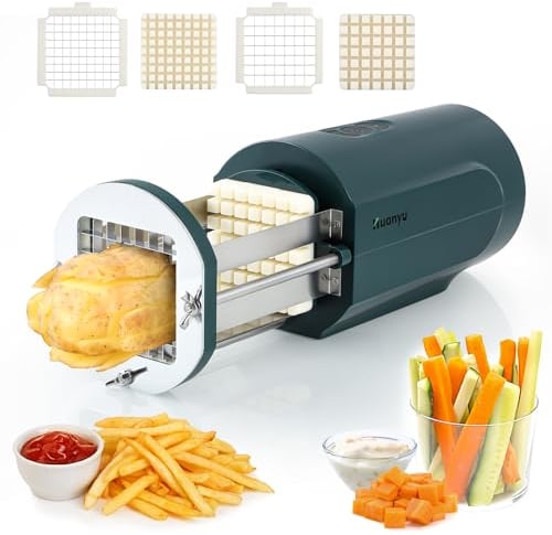 Huanyu Taglierina elettrica per patatine fritte Taglierina elettrica per patate con 2 dimensioni di lame Taglierina elettrica multifunzionale per patate, carote e cetrioli