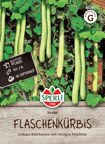 SPERLI Kalebassensamen Snake - Dekorative Zierkürbissamen für essbare Riesenkürbisse, Lagerfähig & Kübelgeeignet, Gemüsesaatgut, Kürbis Anbau, Vielseitige Verwendung