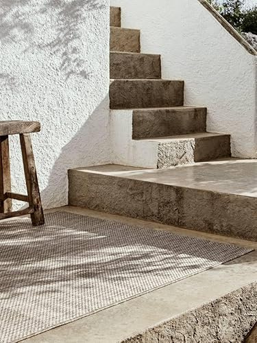 RugVista Clio In & Outdoor-Teppich, Rechteckig, 140 x 200 cm, Beige | Moderne, Niedriger Stapel, Nur Handwäsche, Oeko-Tex 100, UV-beständig, Patio