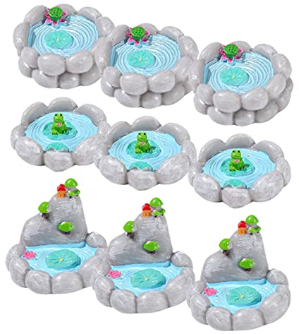 VICASKY 9 Stück Mini Garten Pool Winzige Feen Blumenteich Landschaft Mini Teich Winziger Teich Mini Ornament Miniatur Teich Dekoration Foto Requisite Heimbedarf Zuverlässige Mini