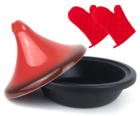 DYHQQ Pot À Tajine en Fonte, Tajine en Fonte Émaillée Faitout Antiadhésif avec Un Couvercle, Cocotte en Fonte Émaillée De Cuisine