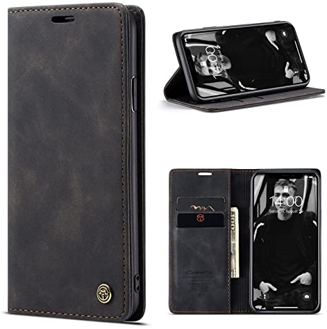 Owlhold Cover Magnetica per iPhone XR - Portafoglio Flip Antiurto con Cavalletto e Fessura per Carte, Custodia in Pelle - Nero