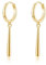 Reffeer Massive 925 Sterling Silber Bar Creolen Baumeln Ohrringe für Frauen Ohrringe Bar Baumeln Ohrringe Minimalistische Creolen Tropfen Ohrringe (B-Gelb)