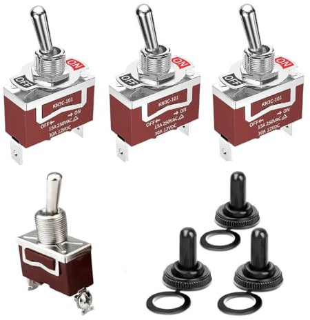 3pcs Kippschalter Hochleistungs 20A 125V 15A 250V SPST 2 Terminal Pin EIN/AUS Metall Wippschalter + 3pcs wasserdichte Abdeckung KN3C-101