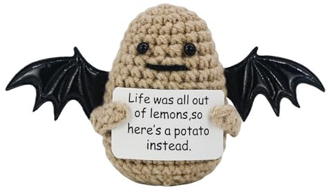 GraduationMall Halloween Positive Kartoffel Puppe Positive Potato,Kreative Strickwolle mit Energiekarte,Motivationsgeschenke für Familie,Freunde,Kollegen