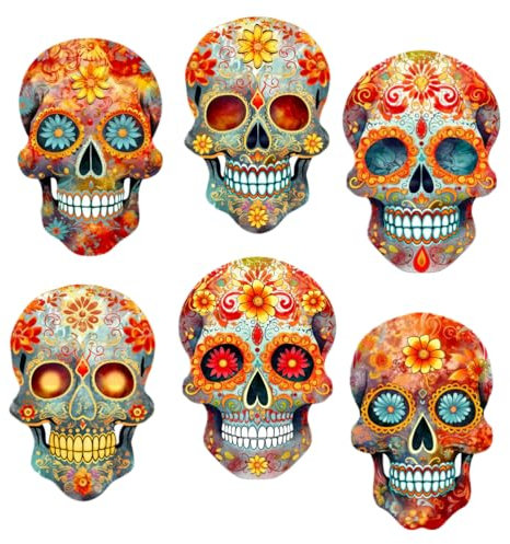 Meecaa 6 Stück Totenkopf Geist Kühlschrank Diamant Kunst Magnete Diamant Kunst Kit Diamant Malerei Aufkleber für Erwachsene DIY Home Decor (Totenkopf)