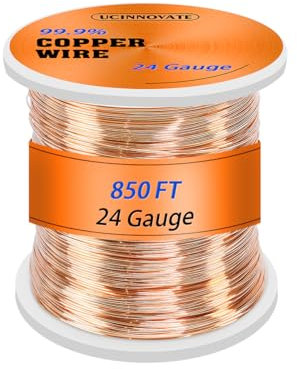 UCINNOVATE 99.9% Pure Solid Bare Copper Wire 24 Gauge, 0.5 mm x 259 m Soft Pure Copper Wire for Crafts, Electric Culture Gardening, Jewellery Making Soft Craft DIY Pure Copper Wire