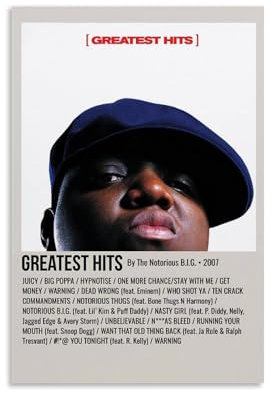 XFPOBH Poster auf Leinwand, Motiv: Notorious Big Rapper, Wandkunst, Bild, Heimdekoration, Druck für Schlafzimmer, Wohnzimmer, 30 x 45 cm, ungerahmter Stil