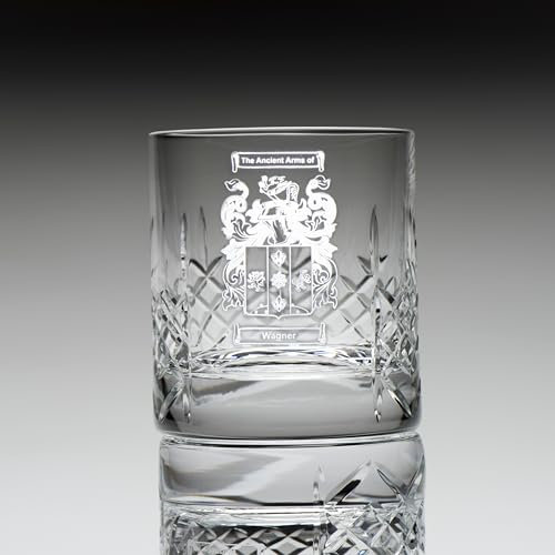 Personalised Engraved Whisky Glass with Coat of Arms | Custom Family Crest Tumbler | Great for Weddings, Anniversaries, and Special Occasions