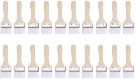 sourcing map 20pcs Paint Brushes 2 Paint Brush Nylon Flat Wall Paint Brush Soft Bristle with Wood Handle for Painting DIY Latex Paints Furniture Cabinets Fences, White