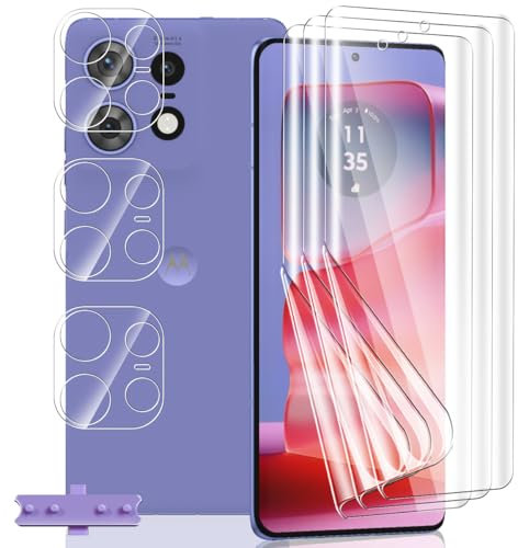 Yieehhow [3+3 Piezas] Protector Pantalla para Motorola Moto Edge 50 Pro, HD Película TPU Suave y Cristal Templado Protector Cámara, Anti-Arañazos, Película Protectora Flexible para Moto Edge 50 Pro