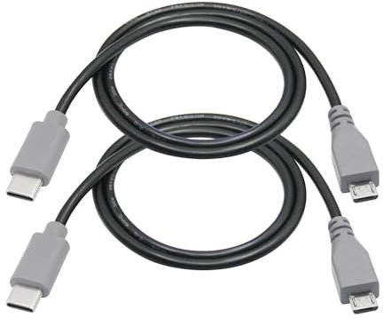 USB C to Micro USB Charging Data Cable 0.5M/1.5FT, USB Type C Male to Micro USB Male Power Cord with OTG Feature, Compatible Laptop, Cell Phone, Tablet, MP3 Player, Game Controller, Headset(2Pcs)