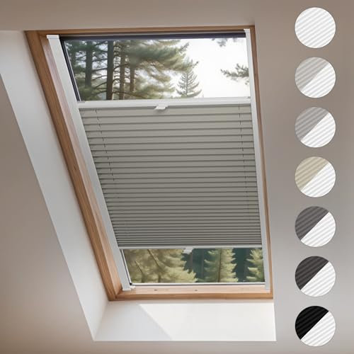 Concept Blinds® Persiana Plisada Opaca para Ventana de Techo perforación - Disponible en 7 Colores - Cubierta de Ventana Interior de Primera Calidad