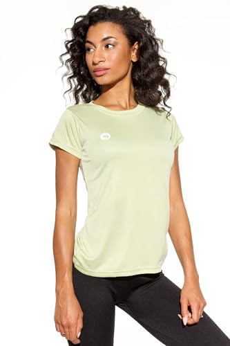 Leichtes Damen Sport T-Shirt – Atmungsaktiv, Schnelltrocknend & Elastisch – Ideal für Fitness, Laufen, Yoga – Funktionsshirt in vielen Farben & Größen - Light Khaki, Gr. M